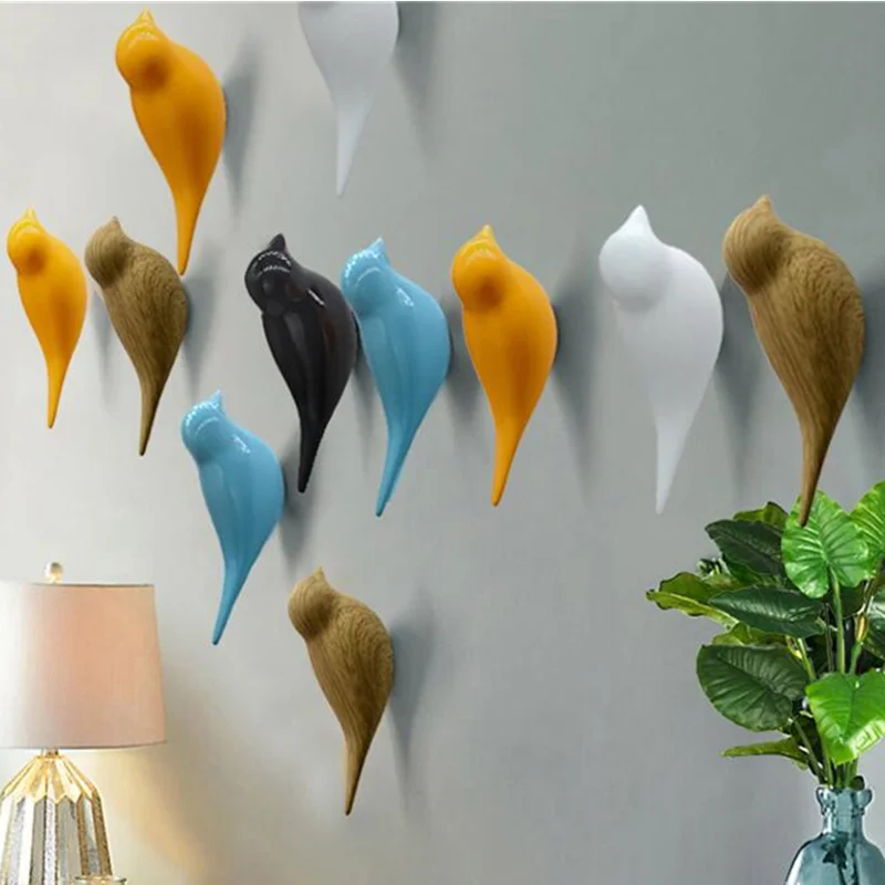 Креативные настенные крючки украшение для птиц искусственное дерево из смолы