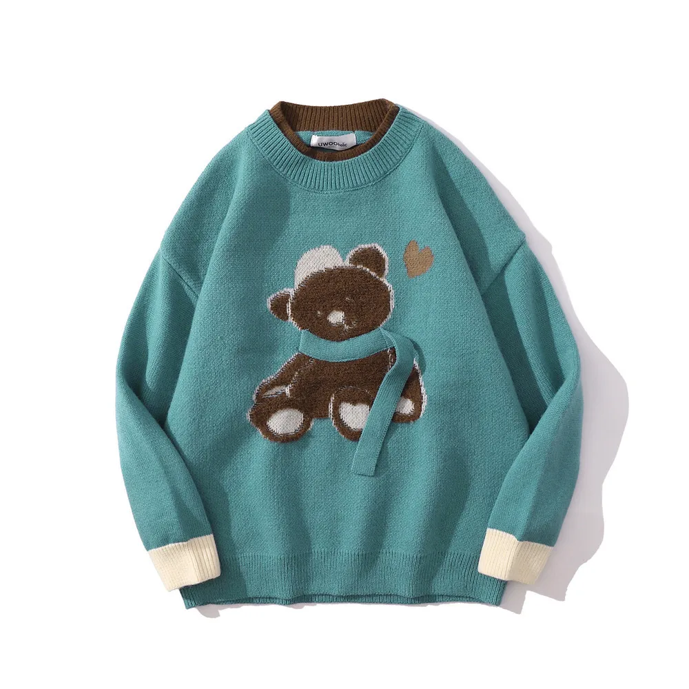 

New Chic INS O-neck Knitted Pullover Sweater Male Casual All-match Loose Sweaters 2022 Couples Spring Autumn Clothing