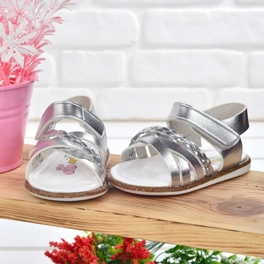 

Children Shoes Cute Bebe Kiko Lf 2311-20 Orthopedic Girl First Step Sandals Slippers Silver