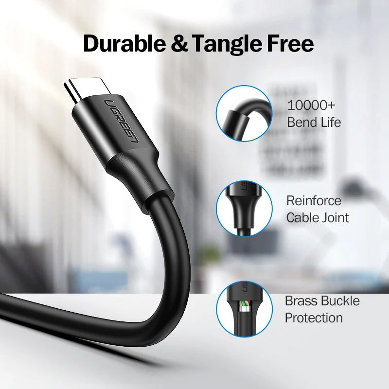Кабель USB Type С Ugreen для быстрой зарядки QC 3.0 длина 0 25/0 5/1/1 5/2м