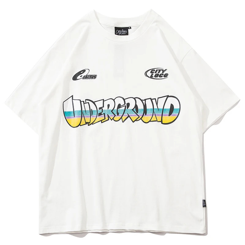 

Mens Letter Print T shirt Unisex Hip Hop Casual Tee Shirts 2021 Summer O-Neck Loose Size Tshirts 100%Cotton Black t shirts Top