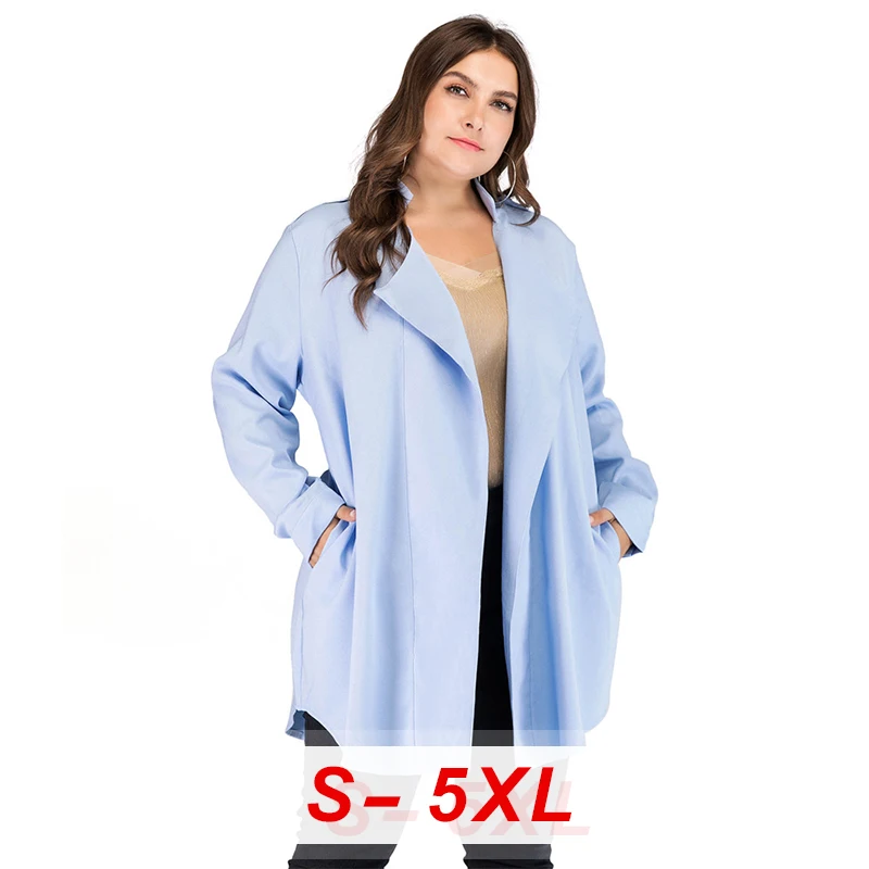 

Spring Autumn Long Sleeved Cardigan Large Size Women's Thin Section Lapel Cardigan Fashion Street Temperament Women Windbreaker