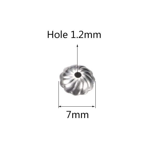 7mm Aiovlo, 50 шт./лот, нержавеющая сталь, полый цветок, бусинки, колпачки, концевые колпачки, аксессуары для рукоделия, фурнитура для изготовления ювелирных изделий - Цвет: 7mm