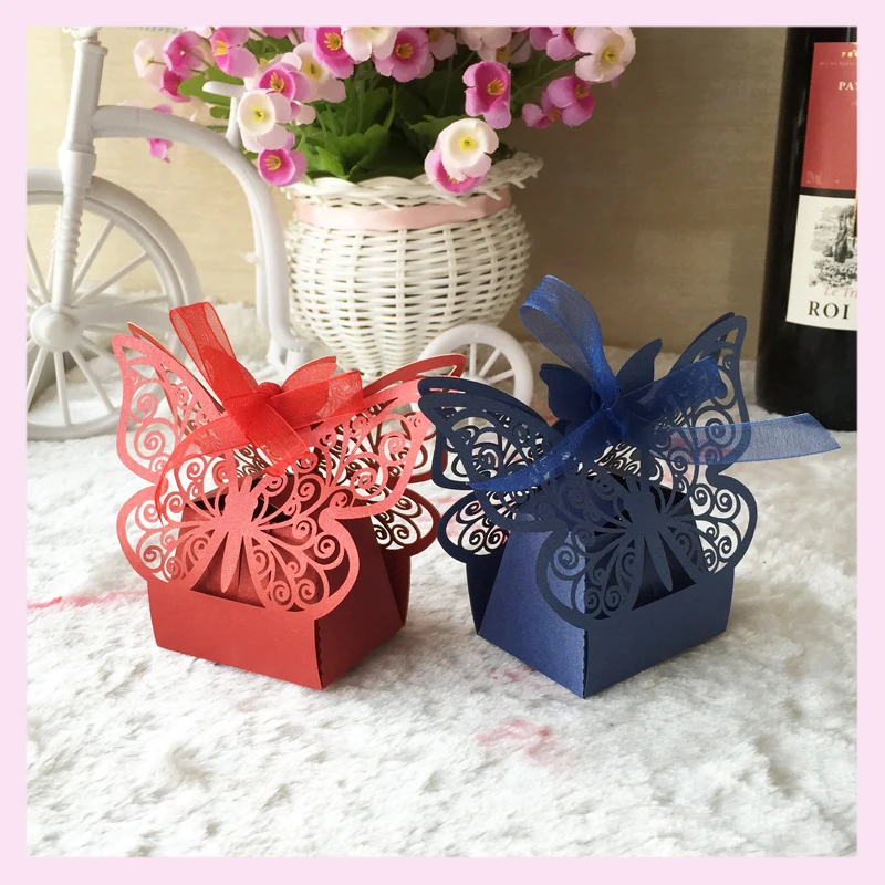 50 шт. 3D подарочная коробка из рустикальной и кружевной крафтовой бумажной