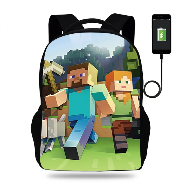 MINECRAFT игрового персонажа школьная сумка с принтом из игры для детей Детский