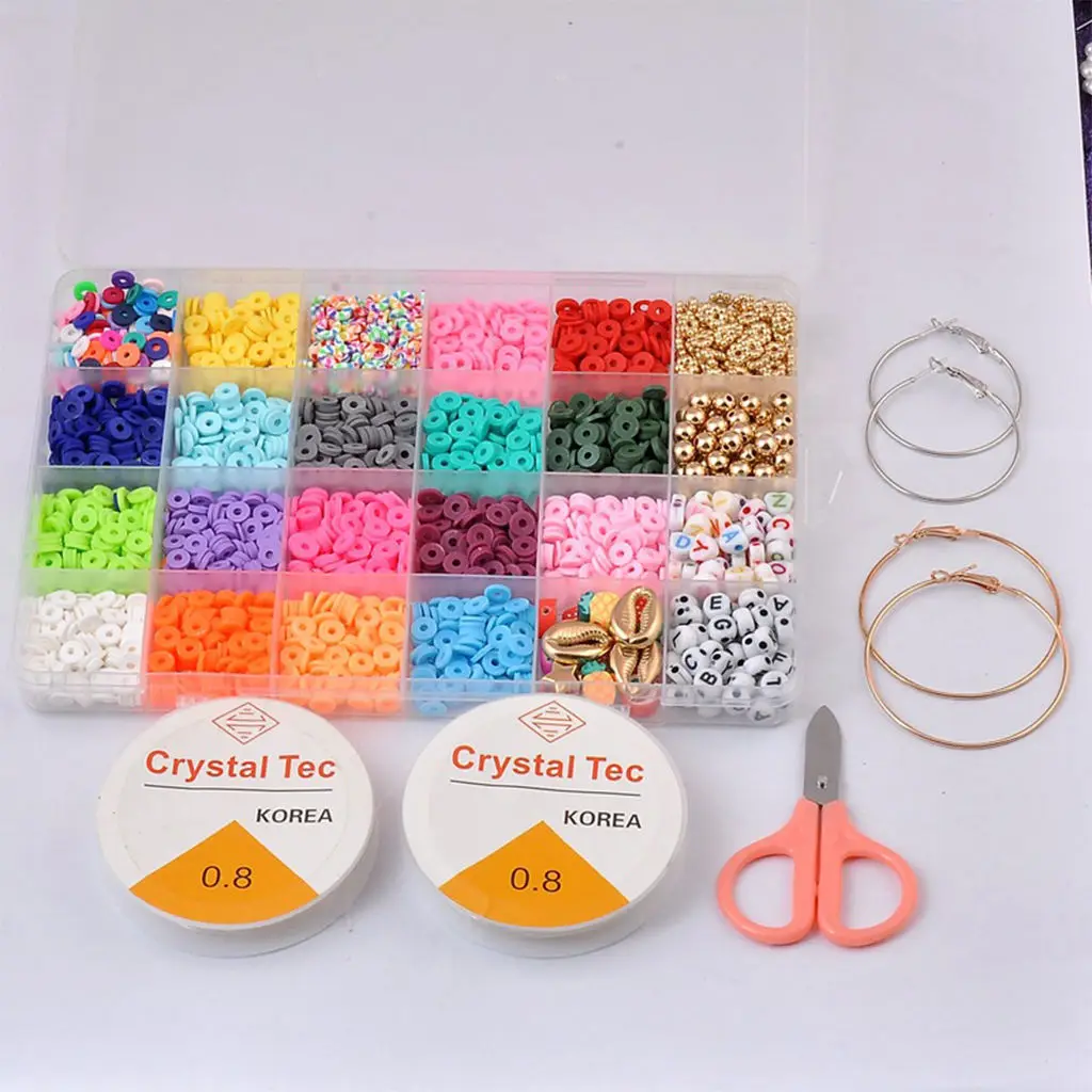 

6mm Small Flat Round Polymer Clay Spacer Beads Kit DIY Bracelet Necklace