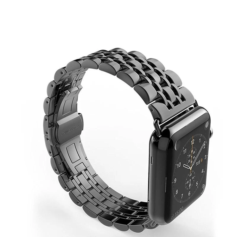 7black Ремешок из нержавеющей стали для Apple Watch band 5 4 44 мм 40 мм 3 iwatch band 42 мм/38 мм correa браслет ремень часы аксессуары 2 - Цвет ремешка: 7black