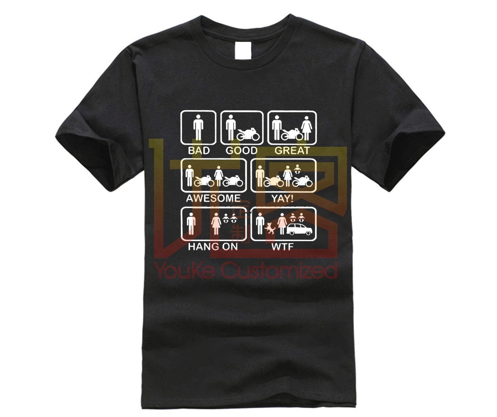 Забавная мотоциклетная футболка для мужчин с коротким рукавом и принтом