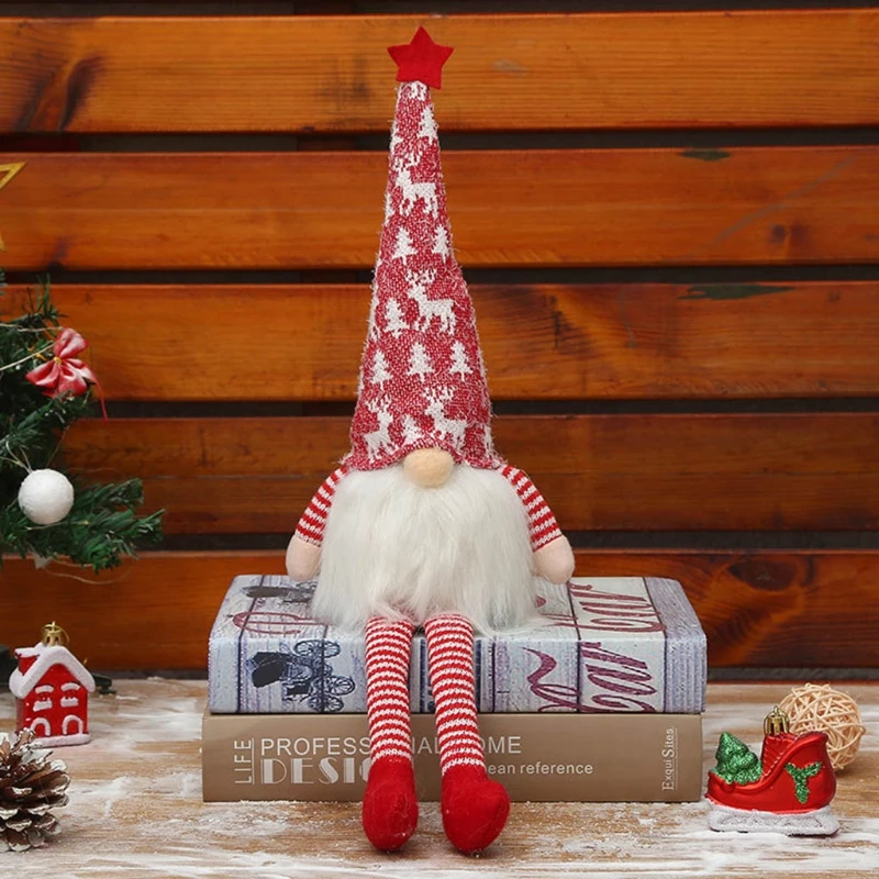 

Christmas Gnome with LED Lights Holiday Decoration Elk Handmade Tomte Plush Doll Home Ornaments Tabletop Santa Figurines