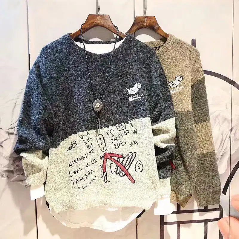 

Cartoon Knit Sweater Vest y2k Harajuku Winter Clothes Women Oversized Oil Painting Cool Long Pullover Droshipping Sleeve 2021