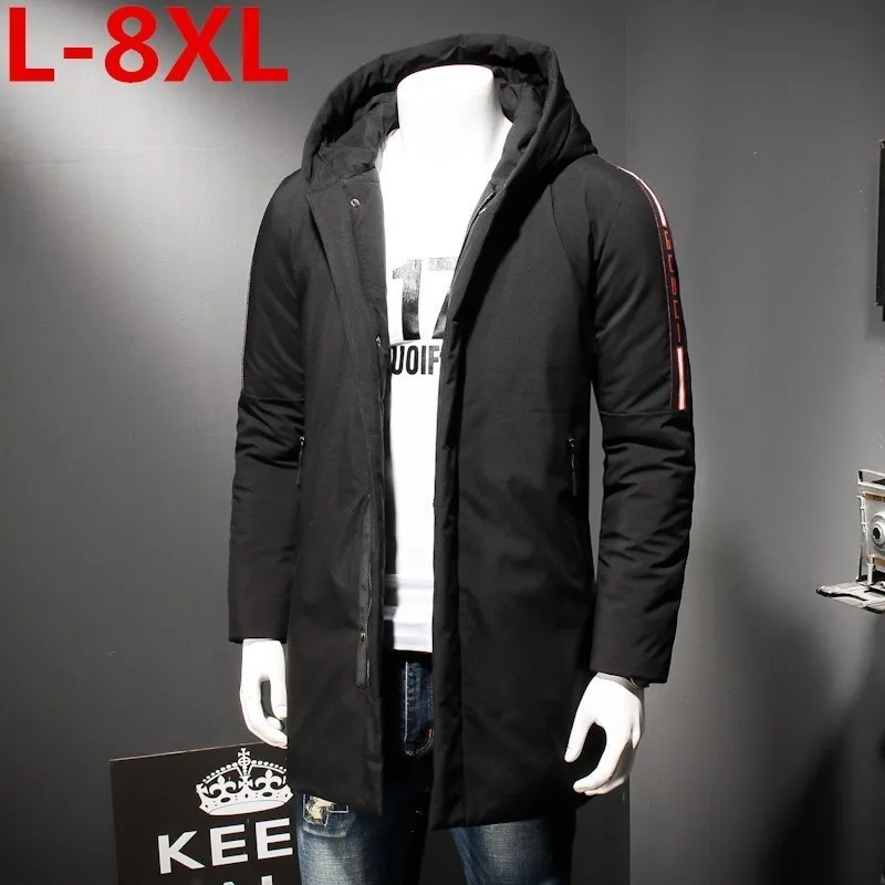 Высокого качества плюс size8XL Мужская зимняя теплая куртка с капюшоном тонкий