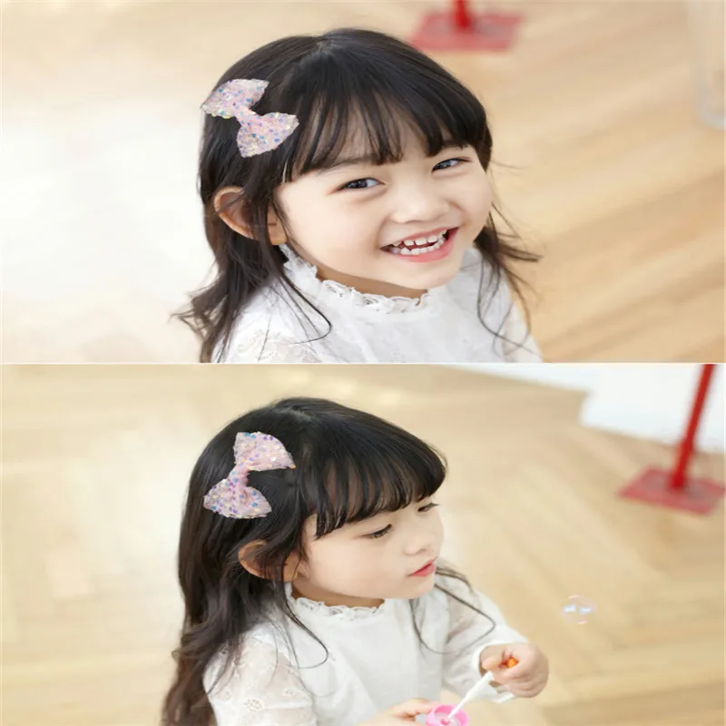 Милые сетчатые заколки с блестками для девочек большим бантом милые розовые