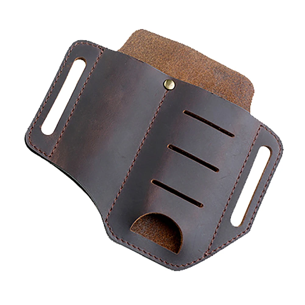 Portable Leather Sheath Waist Holster Belt Loop Organizer Pouch Storage Pocket Bag for Flashlight Tactical Pen Pliers