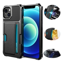 phone case for iphone 13 12 mini 11 pro max xr xs se 2020 7 8 armor shockproof back cover card holder stand car magnet fundas