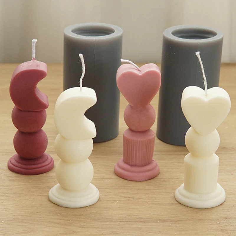 

Love Moon Scepter Silicone Aromatherapy Candle Making Columnar Mold For Handmade Soap Plaster Home Decorative Moulds DIY Candle