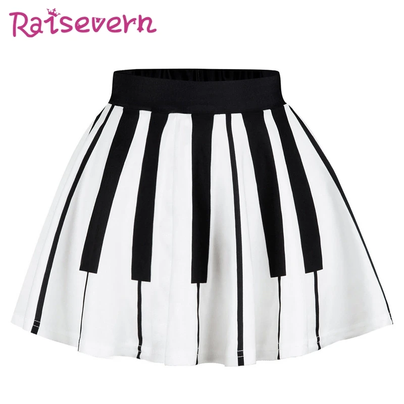 Детская юбка RAISEVERN черная белая с 3D принтом в европейском и американском стиле