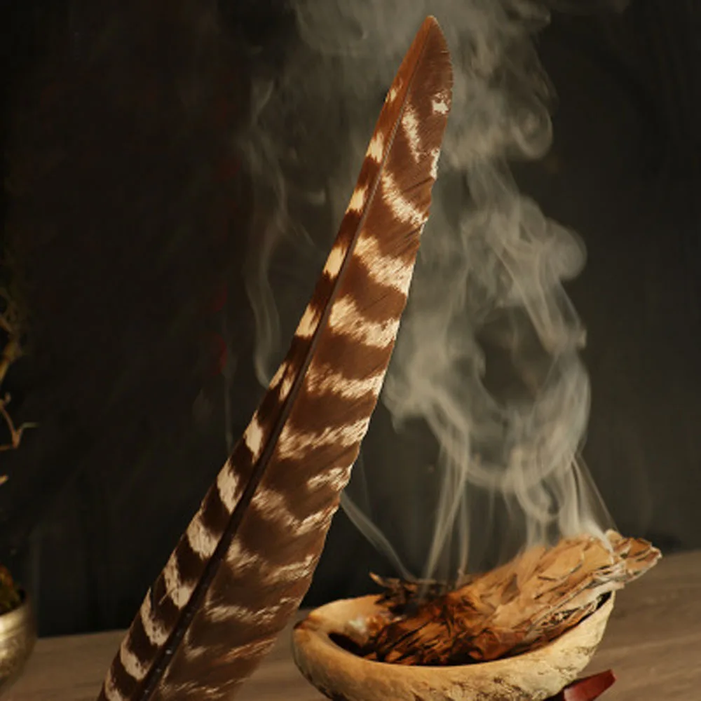 

10/2pcs Natural Black Turkey Feather for Cedar Stick White Sage Burn Home Decor Craft DIY Wedding Decoration Plume Wholesale