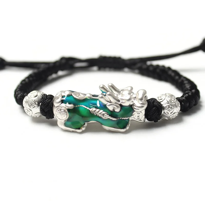 

Fengshui Discoloration Pixiu Beads String Adjustable Rope Bracelet 2020 Lucky Gold Black Wealth Luck Charms Best Gift Bracelet