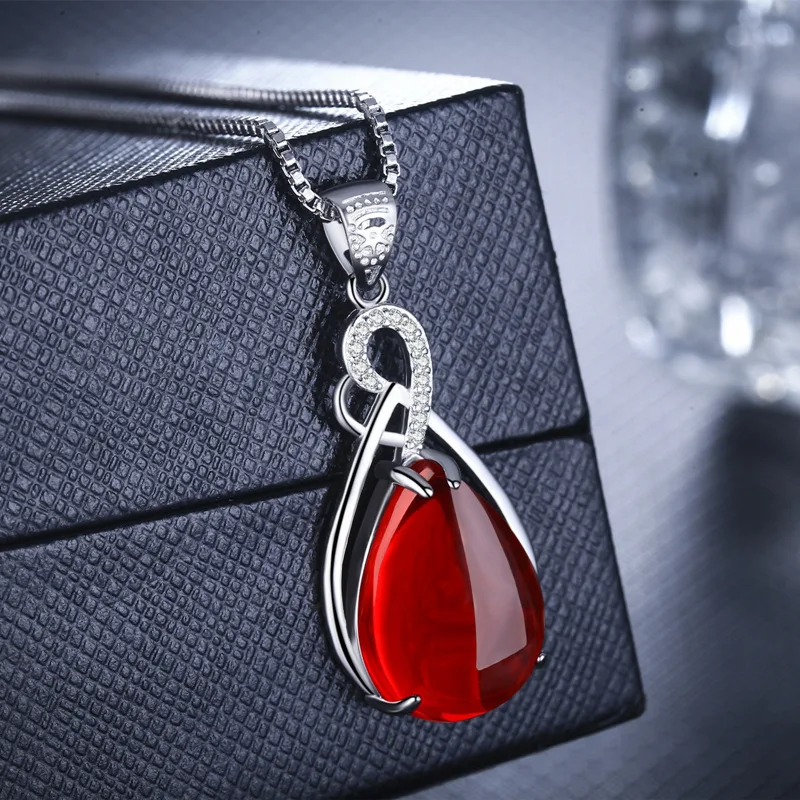 

S925 Sterling Silver Women's Necklace Corundum Pendant Collarbone Jewelry Bizuteria