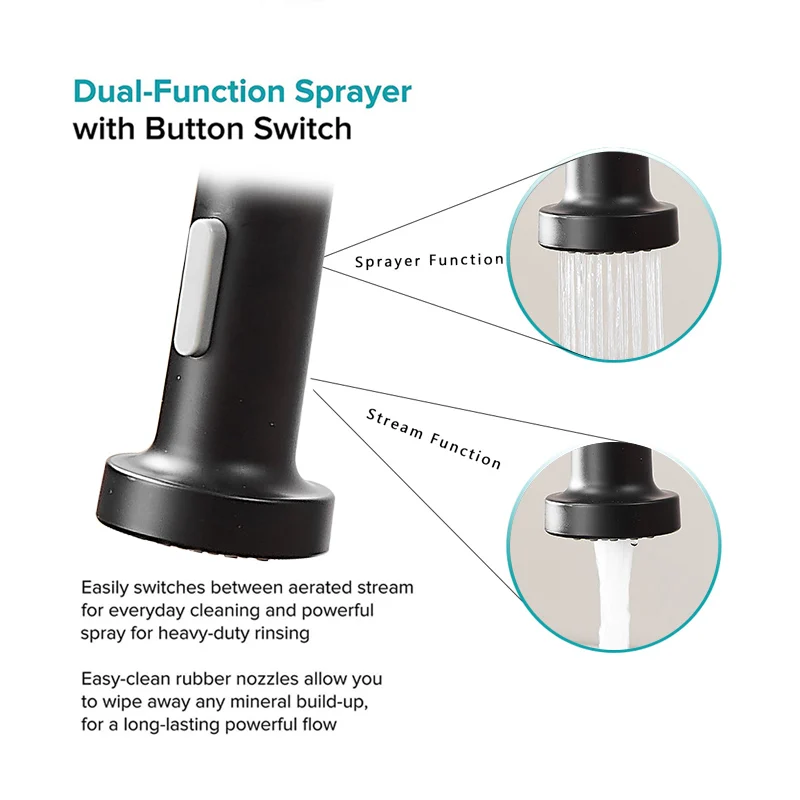 Матовый черный кухонный смеситель установленный на платформе кран вращающийся