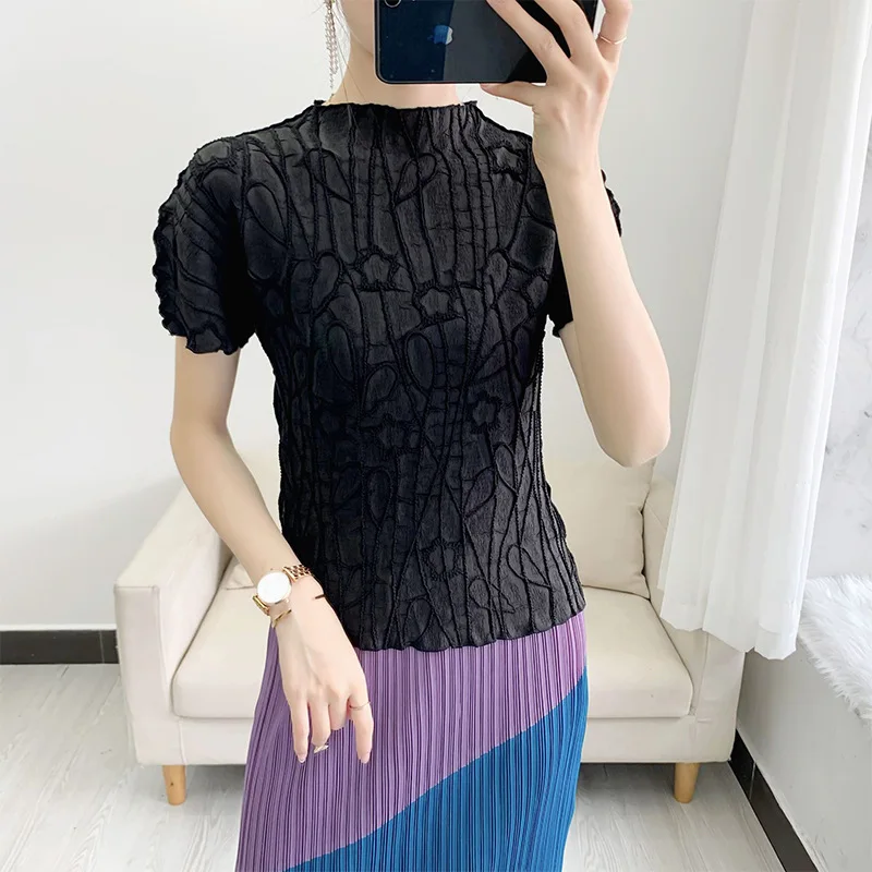 

VANOVICH Short-sleeved Women's T Shirts Wild Fashion Ladies T Shirts Slim Solid Color Summer Embroidered 2021 New Tops Female