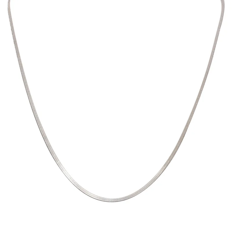 

Besimpol 2 Colors 925 Sterling Silver Flat Snake Necklace Fashion Wide Chain Choker Necklace for Women Elegant Sexy Fine Jewelry