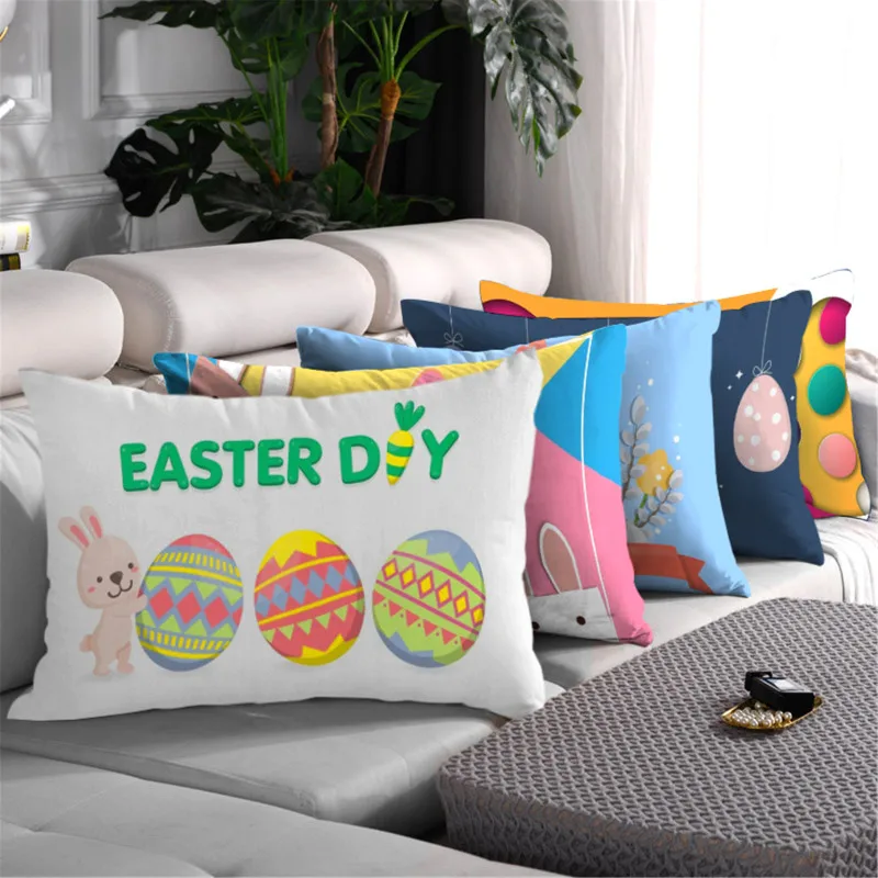 

Fuwatacchi 30x50cm Egg Easter Cushion Cover Happy Easter Decorations For Home Sofa Decor Party Pillowcase Throw Pillows Supplies