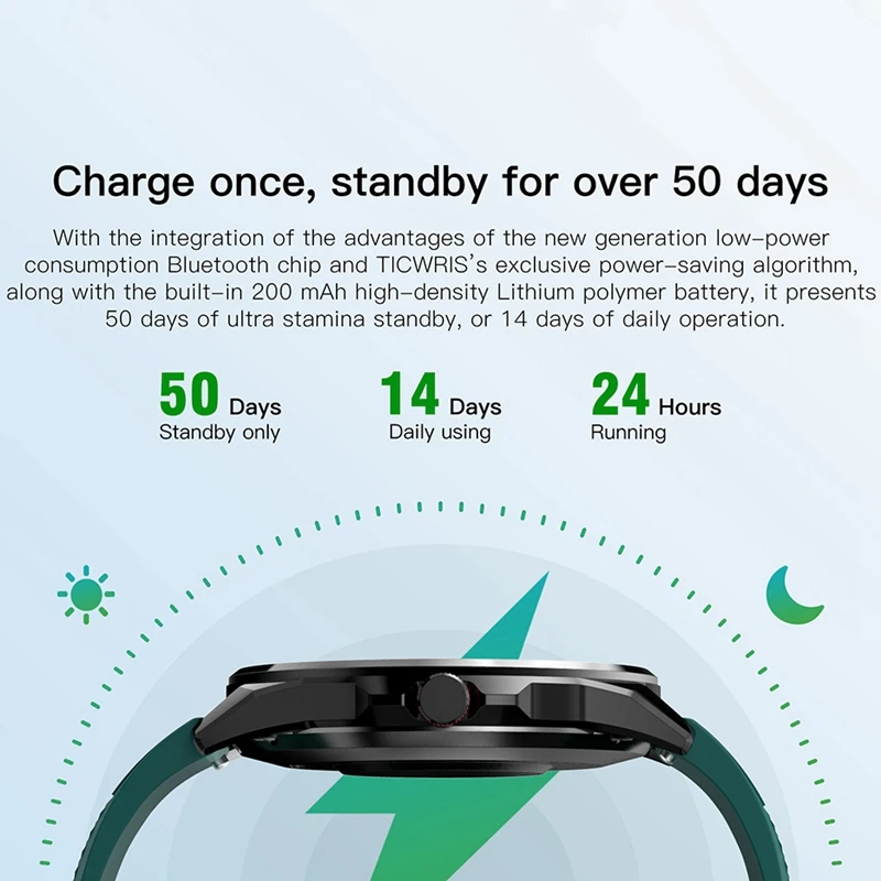 

Hot 2x TICWRIS Smart Watch 1.3-Inch 9mm Ultra-Thin Bezel IP68 Sports Watch Supports 31 Sports Modes Green & Black