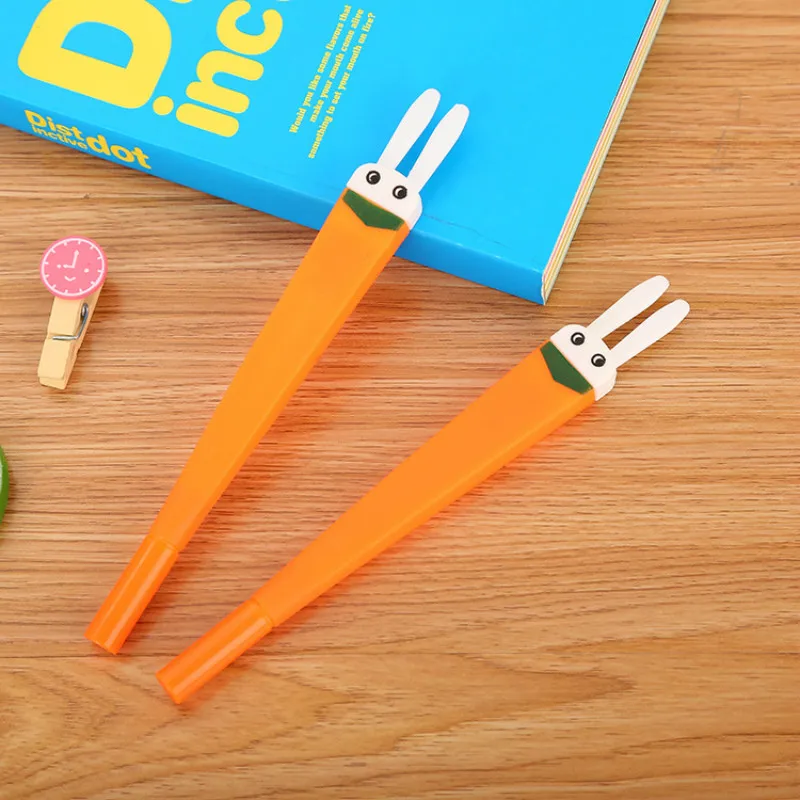 

50PCS Creative Flat Head Rabbit Carrot Gel Pen Cute Cartoon Learning Stationery Water Pen Office Supplies Signature Pen