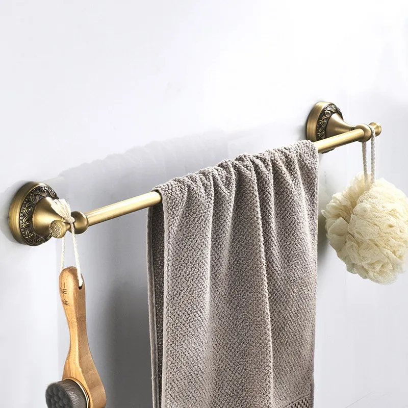 

Antique Brass Bathroom Towel Holder Single Towel Bar Towel Rack Wall Mounted Towel Rail Bathroom Accessories