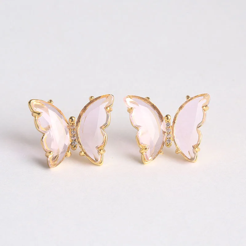 

Jefficarnny 2020 new butterfly Jewelry copper inlaid crystal butterfly Ring earrings necklace set