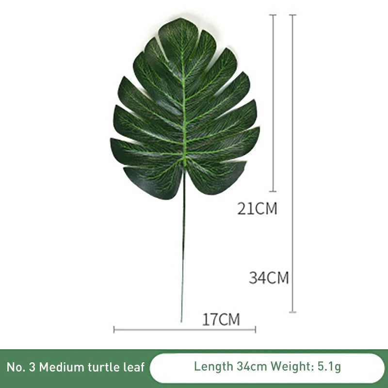 green Leaf 21cm Пластиковые искусственные листья GreenTropical Пальмовые Листья моделирование лист для вечерние для дома садовые украшения DIY - Цвет: green Leaf 21cm