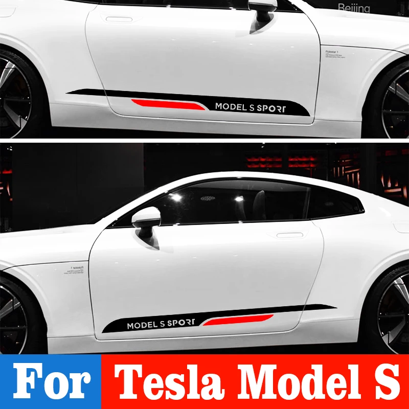 

Car Stickers Long Stripe Skirt Decals Waterproof Self Adhesive Vinyl Stickers For Tesla Model S Car Door Waist Side Accessories