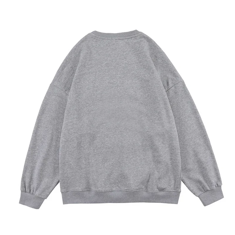 

SEVEYFAN Men's Harajuku Denim Patchwork Hoodies Pure Cotton Loose O Neck Sweatshirts for Couples