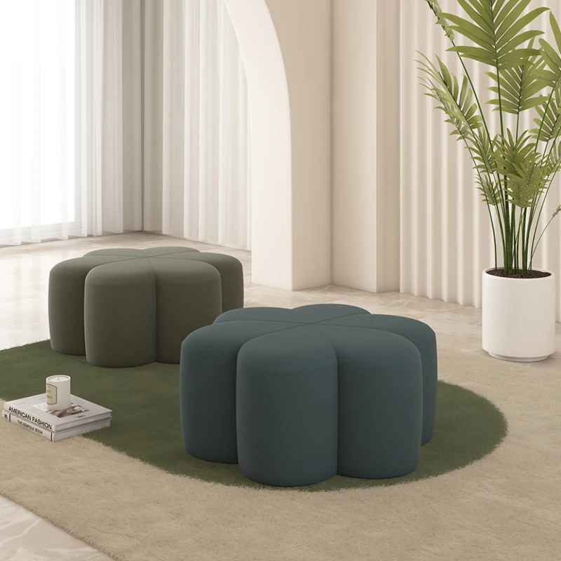 

FQ Nordic Sofa Stool Footstool Light Luxury round Stool Soft Stool Tatami Petal Stool