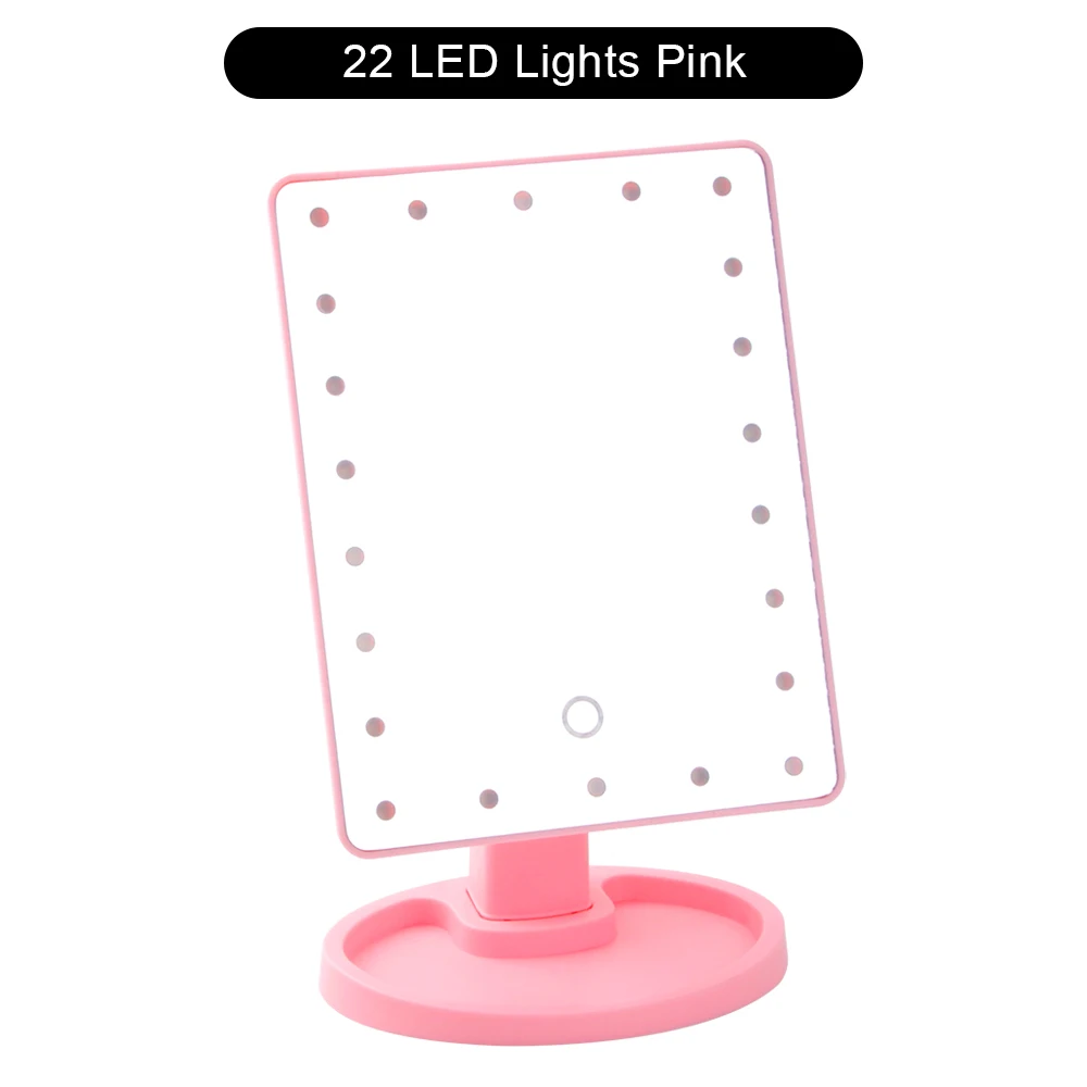 PK 22LED Lights Зеркало для макияжа с 16/22 светодиодный косметический сенсорный экран диммер 1X10X увеличительное гибкое зеркало регулируемое - Цвет: PK 22LED Lights