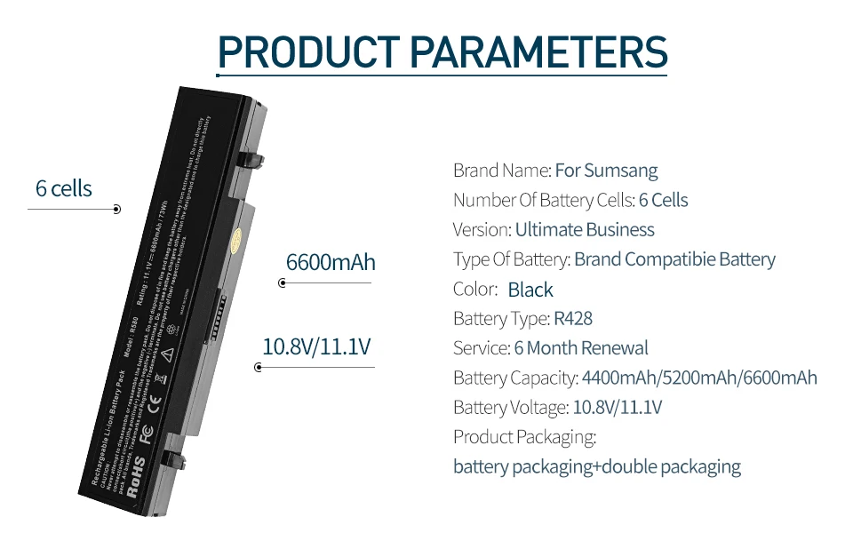 4400mah лаптоп с Батарея Aa Pb9ns6b для samsung aa pb9nc6b R540 R519 R525 R430 R530 RV511 RV411 np300v5a R528 AA-PB9NS6B PB9NC6B