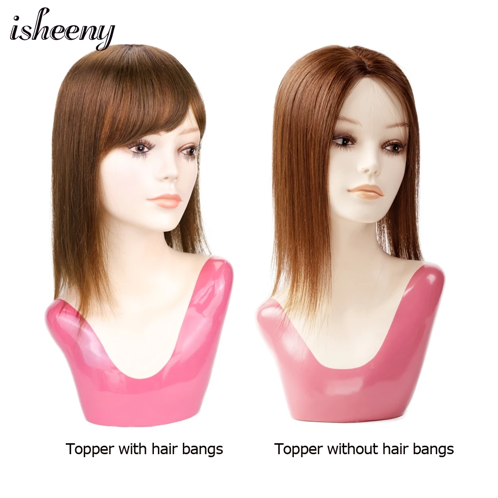 Волосы Isheeny женские коричневые, 8-18 дюймов, с челкой, 13x13 см от AliExpress WW
