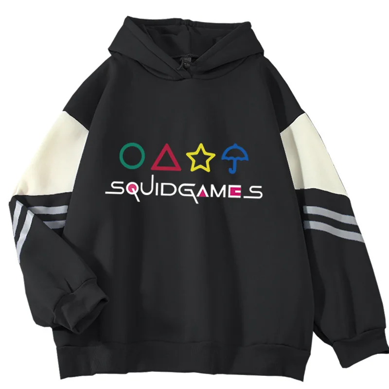 

2021 Squid Game Kpop Korean Men/Women Hoodie Long Sleeve Casual Trend Loose Contrasting Color Sweatshirt Harajuku Oversize Top
