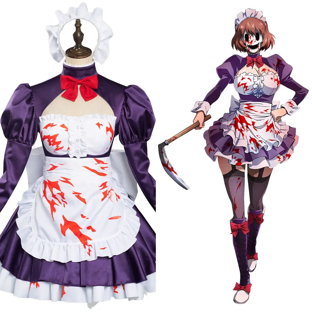 

Anime High Rise Invasion Cosplay Maid fuku Kamen Cosplay Costume Maid Dress Outfits Halloween Carnival Suit