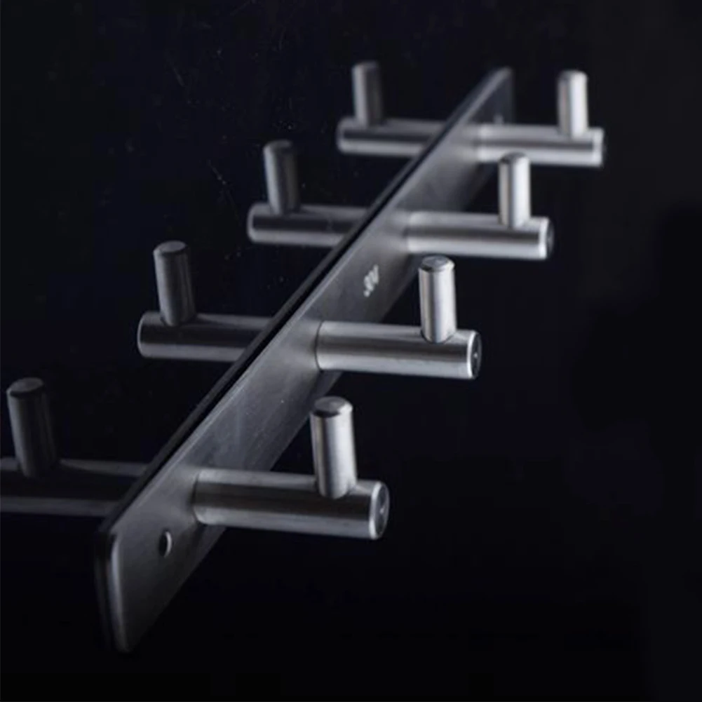 

Screw Fixed Rail Rack Wall Mounted Shelf Storage Multipurpose Towel Stainless Steel Organizer Kitchen Clothes Hanging Hooks