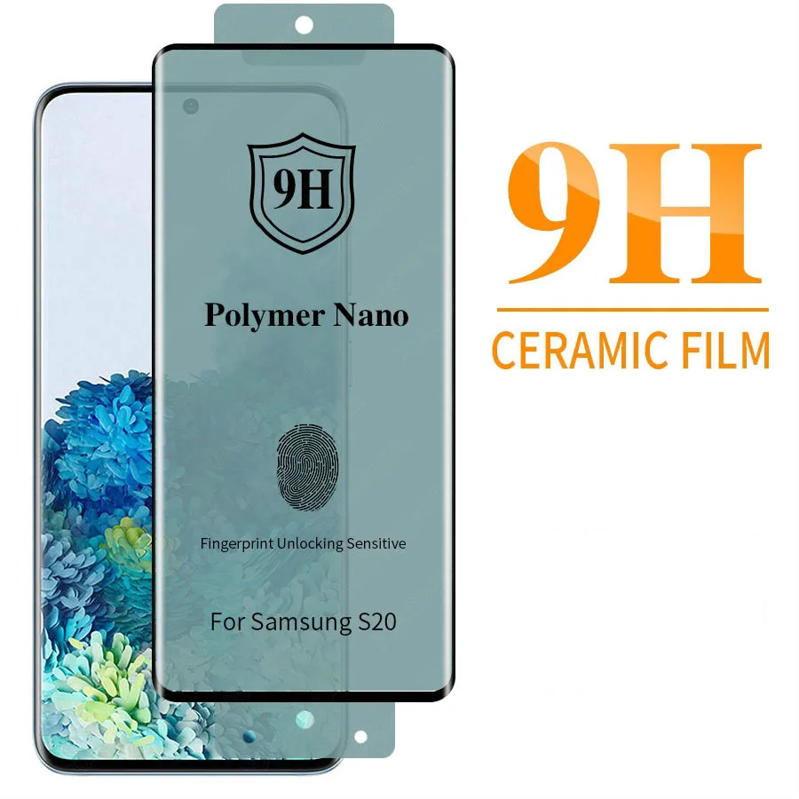 

Full Glue Soft Curved Ceramic Tempered Glass For Samsung Galaxy S20 Ultra S10 S9 S8 Note 20 8 9 10 Plus Screen Protector Film