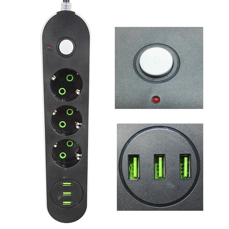 Новый Умный Сетевой USB фильтр с 3 розетками зарядное устройство портами шнур