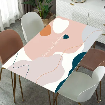 

New Arrive Geometric Patterns Rectangular PVC Waterproof Oilproof Home Kitchen Dining Table Cloth Cover Mat Oilcloth Soft Pad