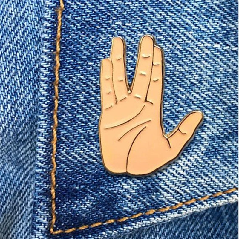 Эмалированная брошь Star Trek Spock Hand булавки значки для лацканов Модные