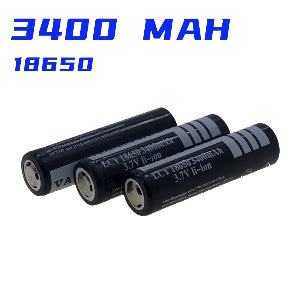 

Flat Head 18650 Battery 3.7V 3400MAH Large Capacity Battery Life Radio Strong Light Flashlight Mini Fan Electric Toy Battery