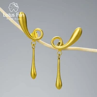 lotus fun 18k gold unusual the fleeting years twist stud earrings for women 925 sterling silver fashion jewelry 2021 trend new