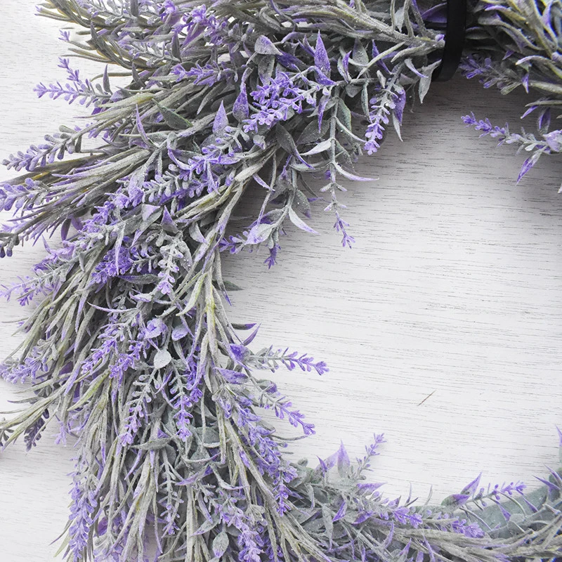 

Fake Lavender Hanging Wreath Garland for Front Door Window Bedroom Wall Party Wedding Decoration 45cm HANW88