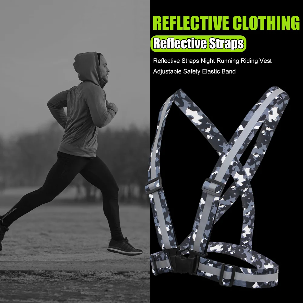 

Светоотражающие ремни, регулируемая безопасная эластичная лента, жилет для ночных видов спорта, бега, езды на велосипеде, защитная одежда, а...