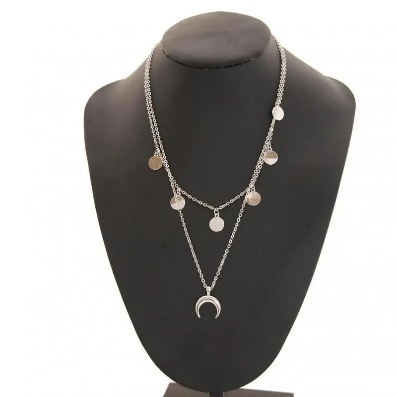 Женское Ожерелье с кулоном многослойное ожерелье круглой луной в Корейском